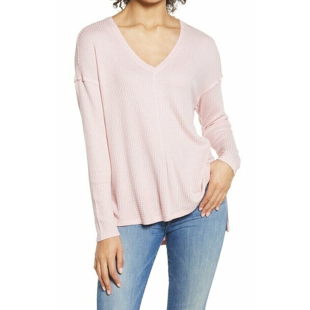 Gibsonlook Women's Thermal Long Sleeve V-Neck Tunic in Dusty Pink 2XL MSRP $44